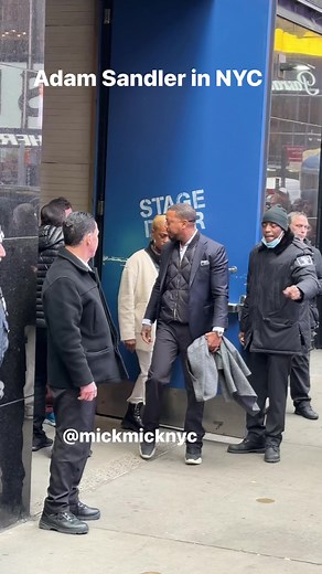 22M views · 10K reactions | Good morning 殺Got you Adam Sandler in NYC to promote his new movie with Jennifer Aniston ‘Murder Mystery 2’  | New York Mickey | Facebook