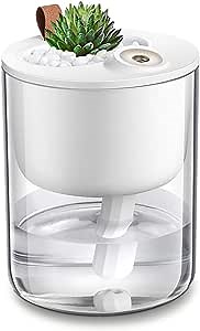Desk Humidifier, USB Cool Mist Humidifier,Timed Auto Shut Off, Lasts Up to 10 Hours (Artificial Plant Include) White