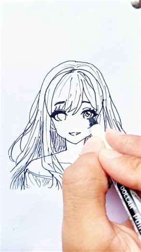 Easy Anime Girl Drawing ✍️ - Wait for the end #animedrawing #art rt #shorts