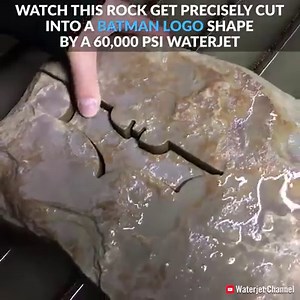 2.7M views · 75K reactions | Watch this rock get precisely cut into a Batman logo shape by a 60,000 PSI Waterjet via https://bit.ly/2nl4RxH | Interesting Engineering | Facebook