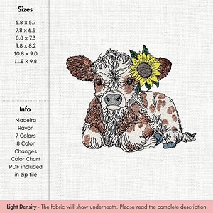 Sunflower Baby Highland Cow Machine Embroidery Design Cute Calf Floral Hairy Cow Embroidery Pattern Farm Animal Machine Embroidery Design - Etsy