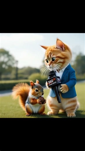 Cat Reporter Interviews a Squirrel — The Cutest Thing You’ll See Today! #cat #catvideo #catshorts