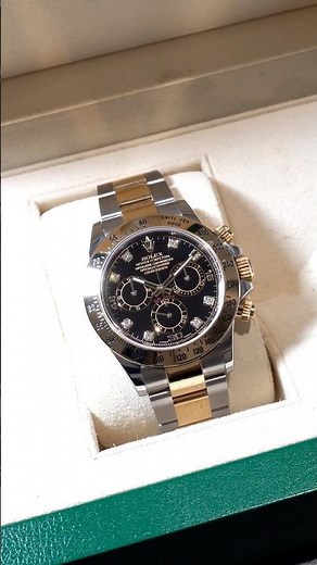 Rolex Daytona Steel & Gold Black Diamond Dial Ref:#116523 #luxurywatch #watch