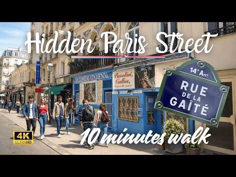 [4K] Hidden Paris 🇫🇷 Rue de la Gaîté | Bars, Theaters & Nightlife Walking Tour | Montparnasse