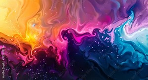 Abstract fluid art, vibrant acrylic pouring technique