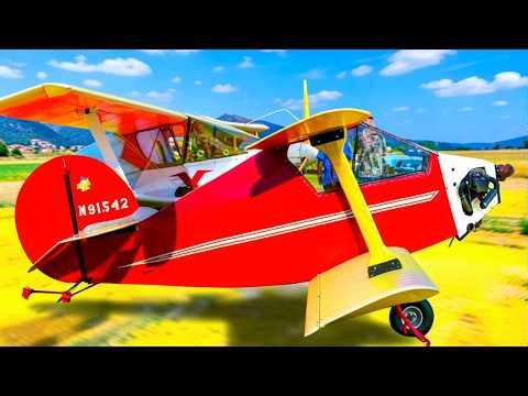 This homemade biplane takes off in 30 meters and is made of inexpensive wood