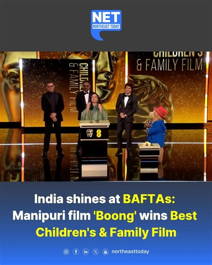 #WATCH | India marked a historic moment at the prestigious BAFTA Awards as the Manipuri-language film "Boong" won the Best Children's & Family Film award. The film, directed by Lakshmipriya Devi and produced by Farhan Akhtar, was the sole Indian nominee at this year's BAFTAs. The announcement was made by the official BAFTA page, with Farhan Akhtar collecting the award at the ceremony in London. "Boong" tells the story of a young boy's quest to find his missing father against the backdrop of Mani