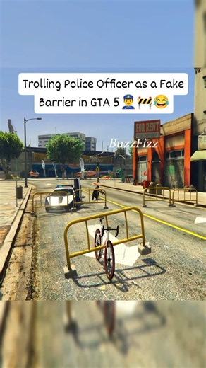 Trolling Police Officer as a Fake Barrier in GTA 5 👮🚧😂 #gta5 #gta5funnymoments #gta5gameplay