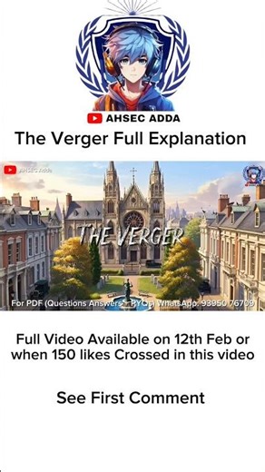 The Verger by William Somerset Maugham Full Explanation in Hindi l Class 12 Alternative English l