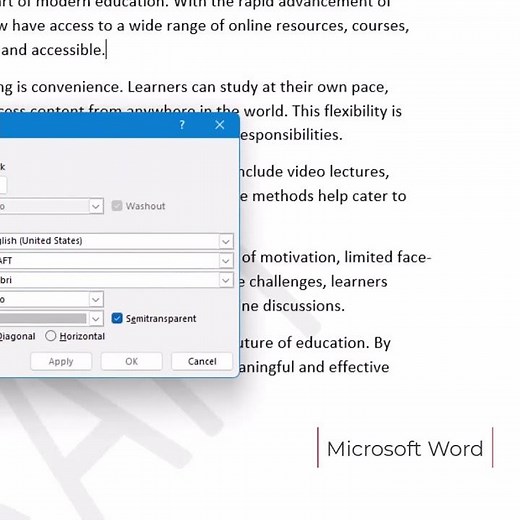 Microsoft Word Adding Text Watermark