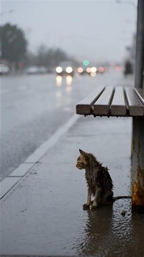 Roadside Rescue: Shivering Cat Cries for Help in the Rain 😢#cat #rescue