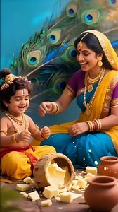 🌈 Beautiful Scene of Little Krishna Breaking the Matka | Divine & Colorful Visuals#MakhanChorKrishna