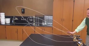 Simple and spectacular experiment — Self-support of a rope loop This experiment is based on the preservation of the individual parts of the loop of its rectilinear motion, under the action of acceleration. | Physics is Fun 2