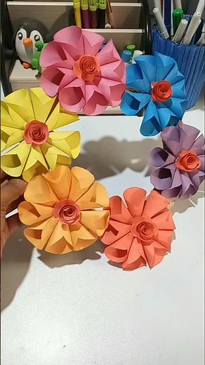 🌸 Colorful Paper Flower Wreath Making | Easy DIY Tutorial craft