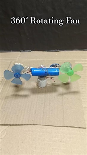 Double 360° Rotating Fan With DC Motor #dcmotor #tech #dcmotorproject #shorts