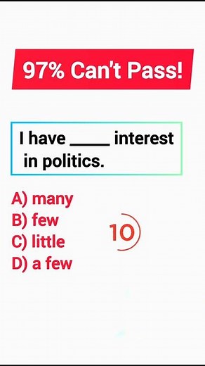 QUANTIFIERS QUIZ: Much, many, few, little | Grammar Test #english