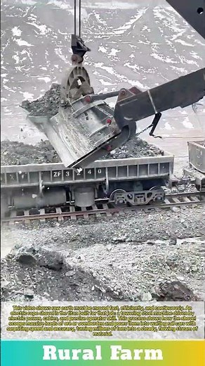 An Electric Rope Shovel Filling Rail Cars Fast: Massive Mining Shovel Loading GIANT Rail Cars
