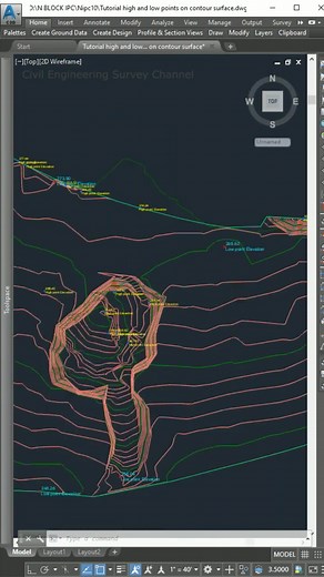 Cómo encontrar puntos altos y bajos en Civil 3D
