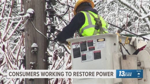 Crews restore power to 90% of Consumers Energy customers after powerful winter storm