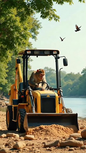 JCB Operator Monkeys in Cartoon Construction Stories