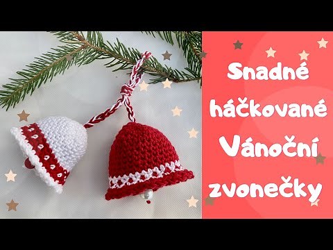 Háčkovaný VÁNOČNÍ ZVONEČEK pro začátečníky, drobný zvonek jako vánoční dekorace PSANÝ návod zdarma