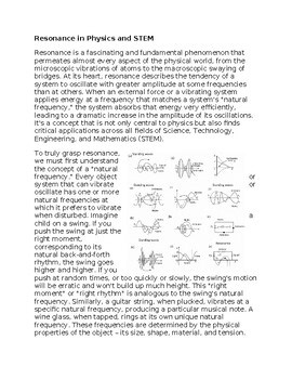 Resonance Motion in Physics & STEM - No Prep - Worksheet - 100% Editable