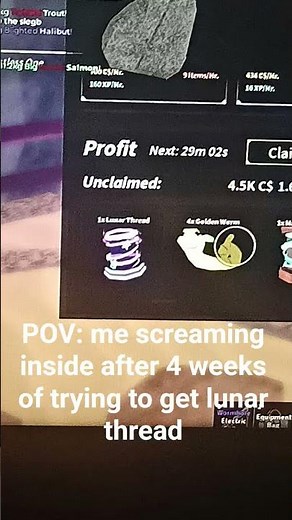 Finally i got the lunar thread #fisch #lunar thread fisch # roblox #fisching #fisch dc #fischers