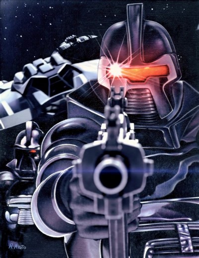 ⚙️ **#TinCanTuesday | The Iron Brothers of the Ninth Phalanx** Their scanners sweep the void, locking onto unsuspecting enemy targets as they await a historic command from their machine leader. Then, through the pulse of their neural networks, the order resounds: **“Let the attack begin.”** 💬 *“By your command.”* | Battlestar Bulletin Board