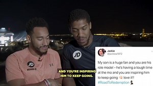9.2K views · 46 reactions | Laughs & reaction from the main man Anthony Joshua as Josh Denzel shows him your top #roadtoredemption messages 壘 | JD Sports | Facebook