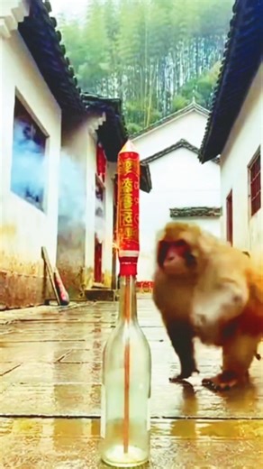 Funny Monkey vs. Firework Rocket! 🧨 | Hilarious Animal Moments 2026 #shorts