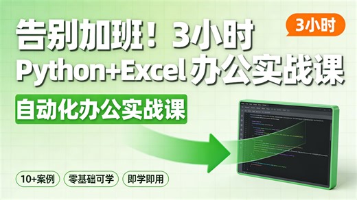 【2026新版】3小时搞定Python Excel自动化办公！零基础小白也能学，从此告别重复加班，财务行政必备效率神器，保姆级教程全程干货，学不会你找我！