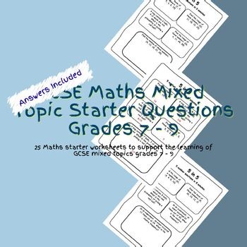 GCSE Maths Mixed  Topic Starter Questions Grades 7 - 9