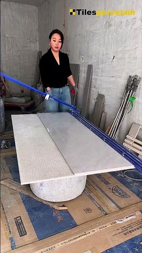 How to Cut Large Format Tiles Without Cracks! 🔥 #diyhomedecor #tiles #floortiles #shortsviral