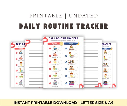 Daily Bedtime Routine Chart Printable and Editable With Canva | Bedtime Routine Tracker | Bedtime Routine Step by Step Kids Visual Chart - Etsy