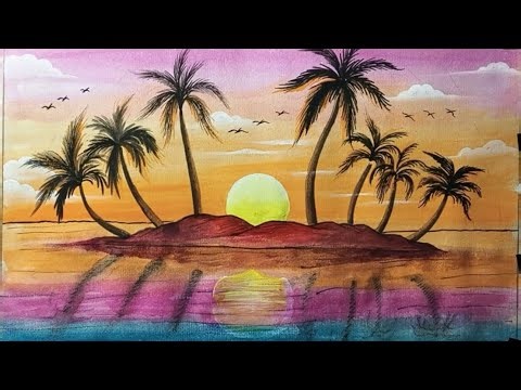 Scenery Drawing & Painting | Easy Island Scenery Step by Step | ‪@SaifUllahDrawings‬