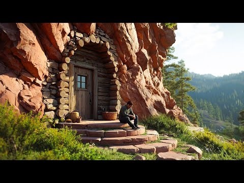 Building A Secret Box Shelter In The Red Cliff: Peaceful Forest Survival