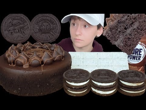 ASMR Chocolate Cake, Oreo Cookies, Cookies & Cream Chocolate Bar, Protein Drink [Dessert Mukbang]