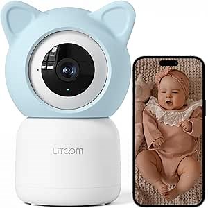 litokam 2K 4MP Security Camera Indoor, 5G/2.4G WiFi Baby Monitor with Camera and Audio, Pet Cam, Cry/Motion Detection, Night Vision, 2-Way Talk, Temp/Humidity Sensor(Can't Connect to Monitor)