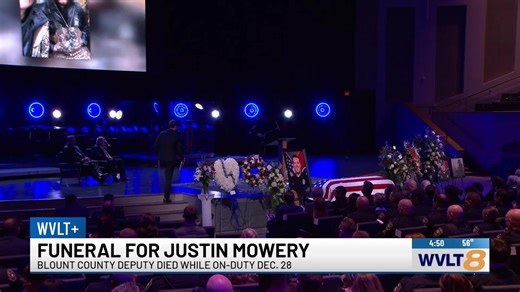 LIVE: The funeral service has started for Blount County Deputy Justin Mowery, who died while on-duty on Dec. 28 after a chase involving a motorcycle. https://tinyurl.com/mspdhkh5 | WVLT