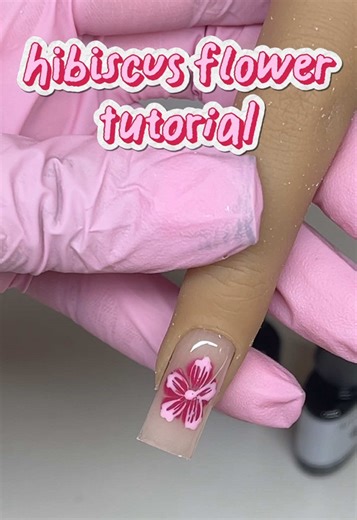 hibiscus flower tutorial 🌸 ft @ModelonesOfficial pink gel polish set 🌸🩷 #modelones #modelonesgelpolish