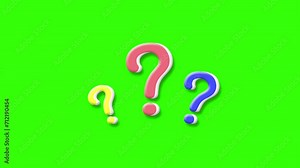 question mark animation pop up question mark flat and 3d green screen alpha looping 4k question mark confused dizzy