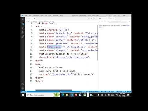 Introduction to HTML - Session 1 - Demo using Visual Studio Code.