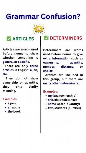 Articles vs Determiners | Simple English Explanation for Beginners