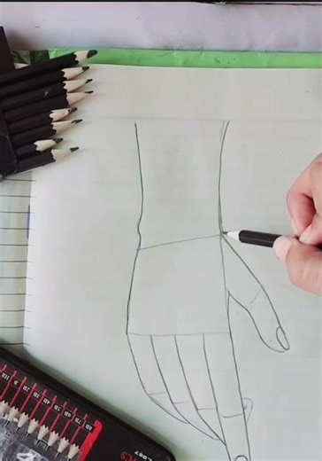 “Hand drawing tutorial — from simple lines to a clean, realistic hand 🖐 #handtutorial #quickdrawing