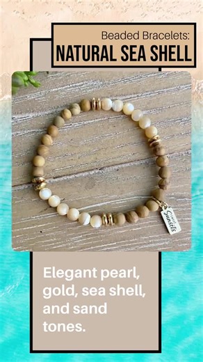 Sea Shell Beaded Bracelet: Jasper, Wood & Gold Accents - Etsy