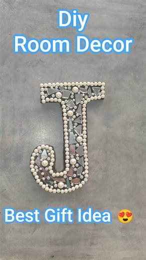 DIY Broken Mirror Alphabet J 😍 | Aesthetic Room Decor Gift Idea💡#viral #shorts #easy #roomdecor #diy