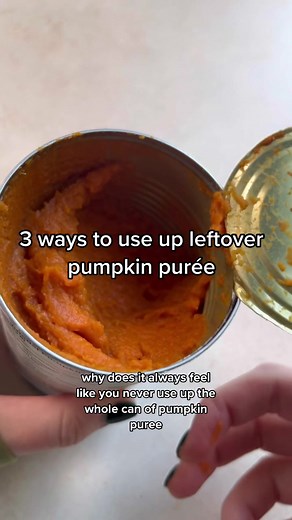 3 easy ways to use up leftover pumpkin puree 🎃✨ #easyrecipe #sustainability #foodwastesolution #foodwastetip #glutenfree #fallrecipes #pumpkinseason #chiapudding #pumpkinrecipes #kitchenhacks #kitchentips
