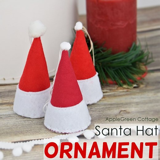 Santa Hat Ornaments - Free Pattern - AppleGreen Cottage