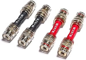 WJSTN 4 Pack 4mm Banana Plug Adapter & Multifunctional Audio Extension Cable Coupler - Connect Banana Plugs, Bare Wires, Y-Spool Terminals for Input/Output 2 Red/2 Black (4)