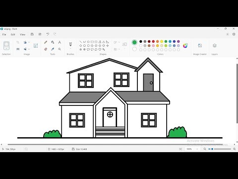 How to Draw a house in ms paint?